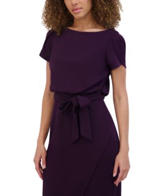 kensie - Women's Tulip-Sleeve Tie-Waist Sheath Dress