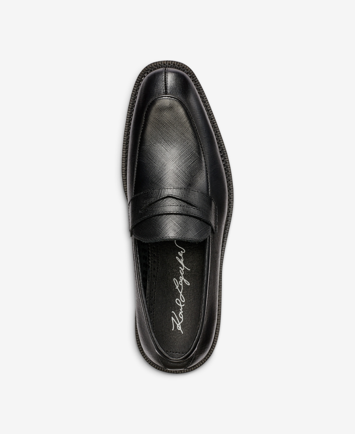 Shop Karl Lagerfeld Men's Saffiano Leather Penny Loafer In Black