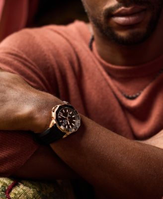 Men's Marine Star Black Silicone Strap Watch 43mm