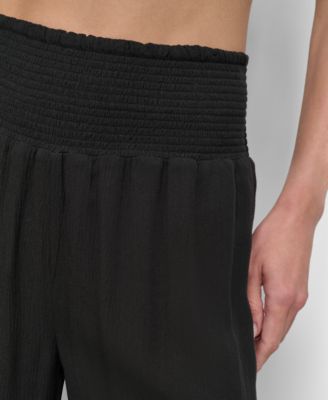 Women's Smocked-Waist Cover-Up Pull-On Pants