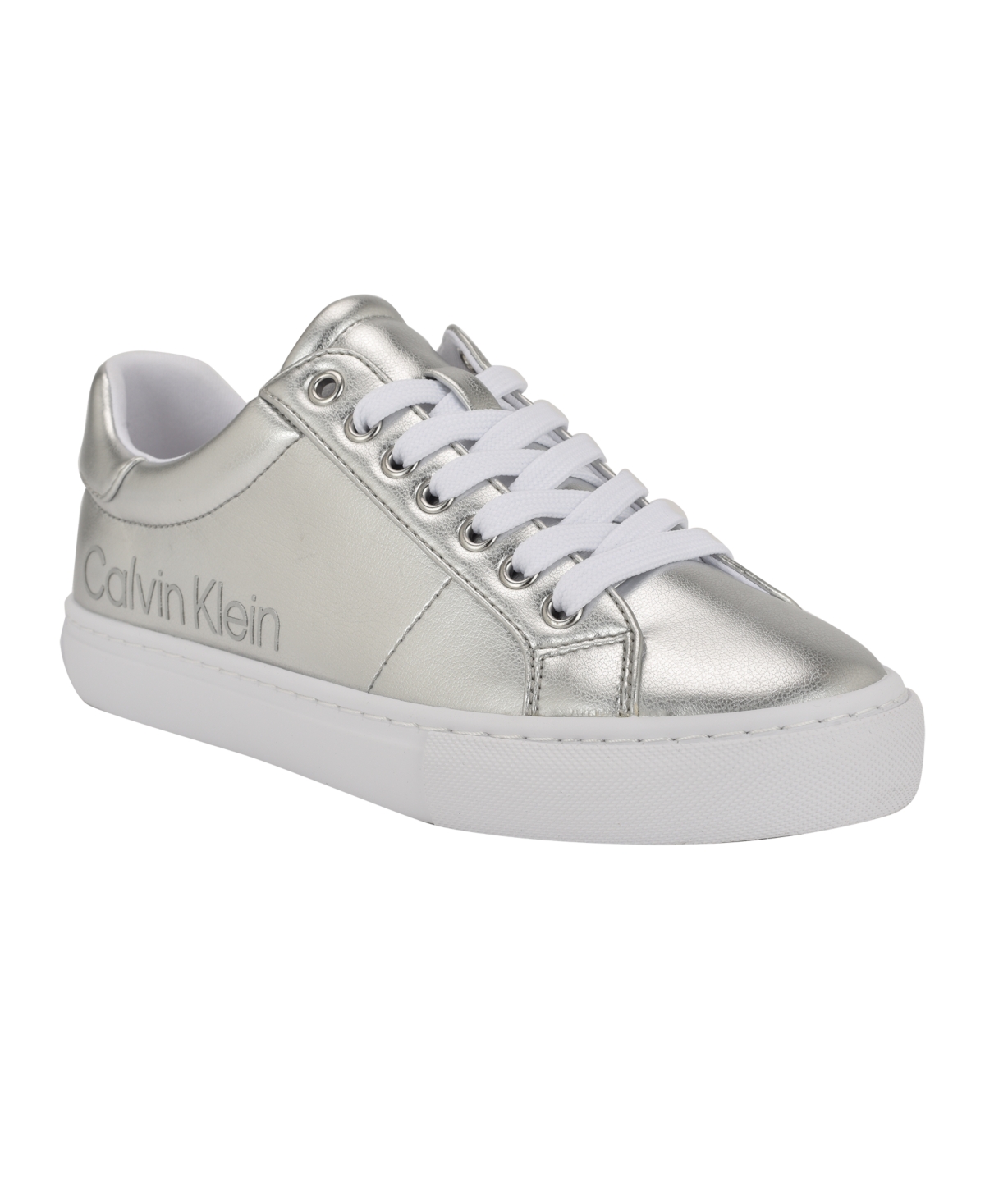 Calvin Klein Women's Camzy Lace-up Casual Sneakers In Silver Metallic