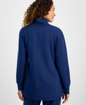 Petite Luxsoft Fleece Quarter-Zip Long-Sleeve Sweatshirt, Exclusively at Macy's 