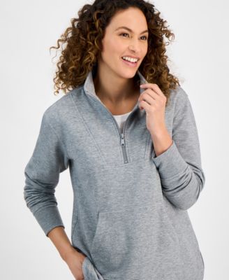Petite Luxsoft Fleece Quarter-Zip Long-Sleeve Sweatshirt