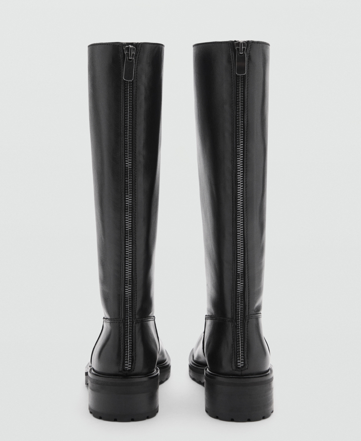 Mango Women's Zipper Detail High Leather Boots