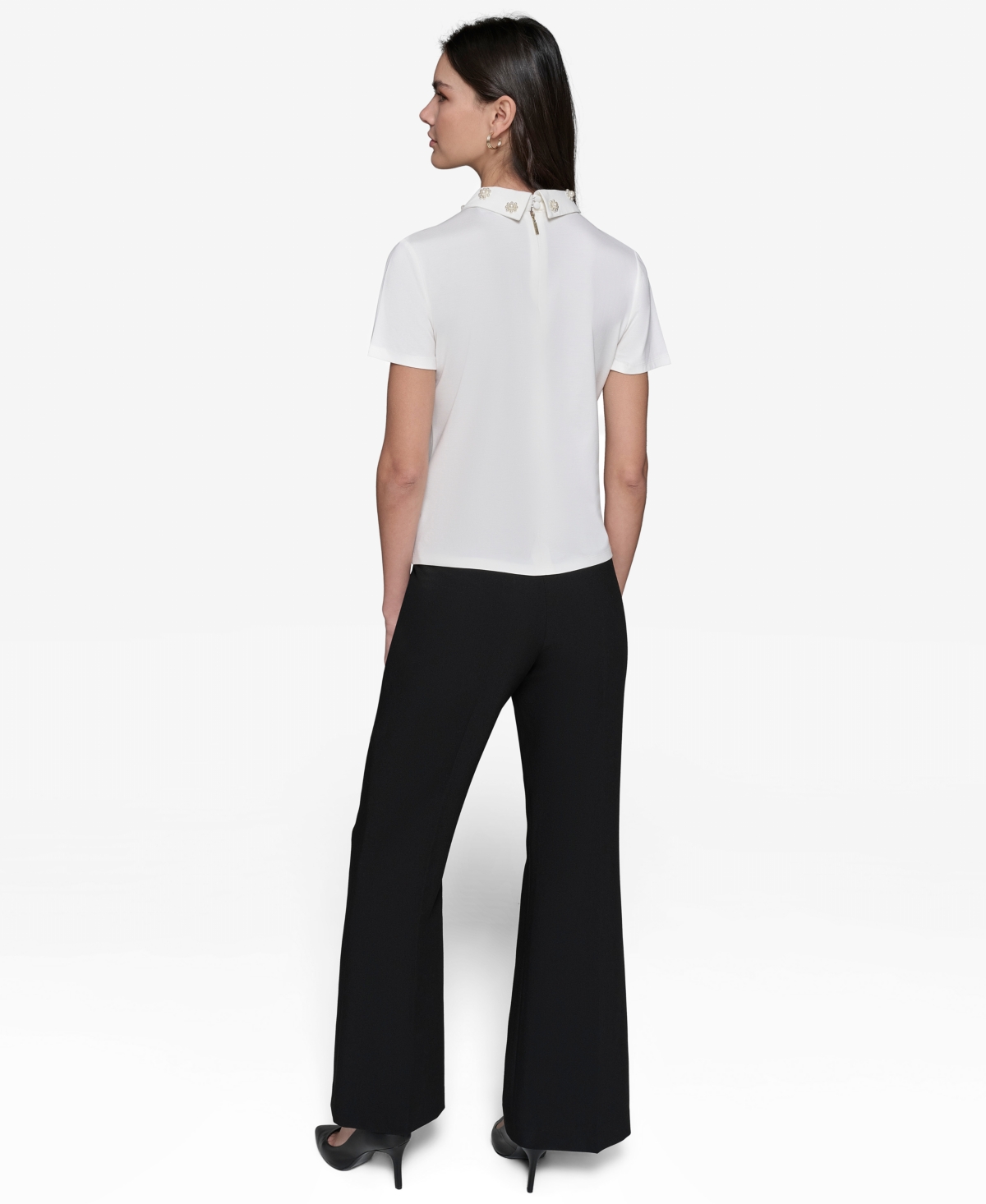 Karl Lagerfeld Paris Women's Embellished Collar Ponte-Knit Top