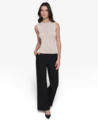 Women's Ruffled Rib-Knit Sleeveless Top