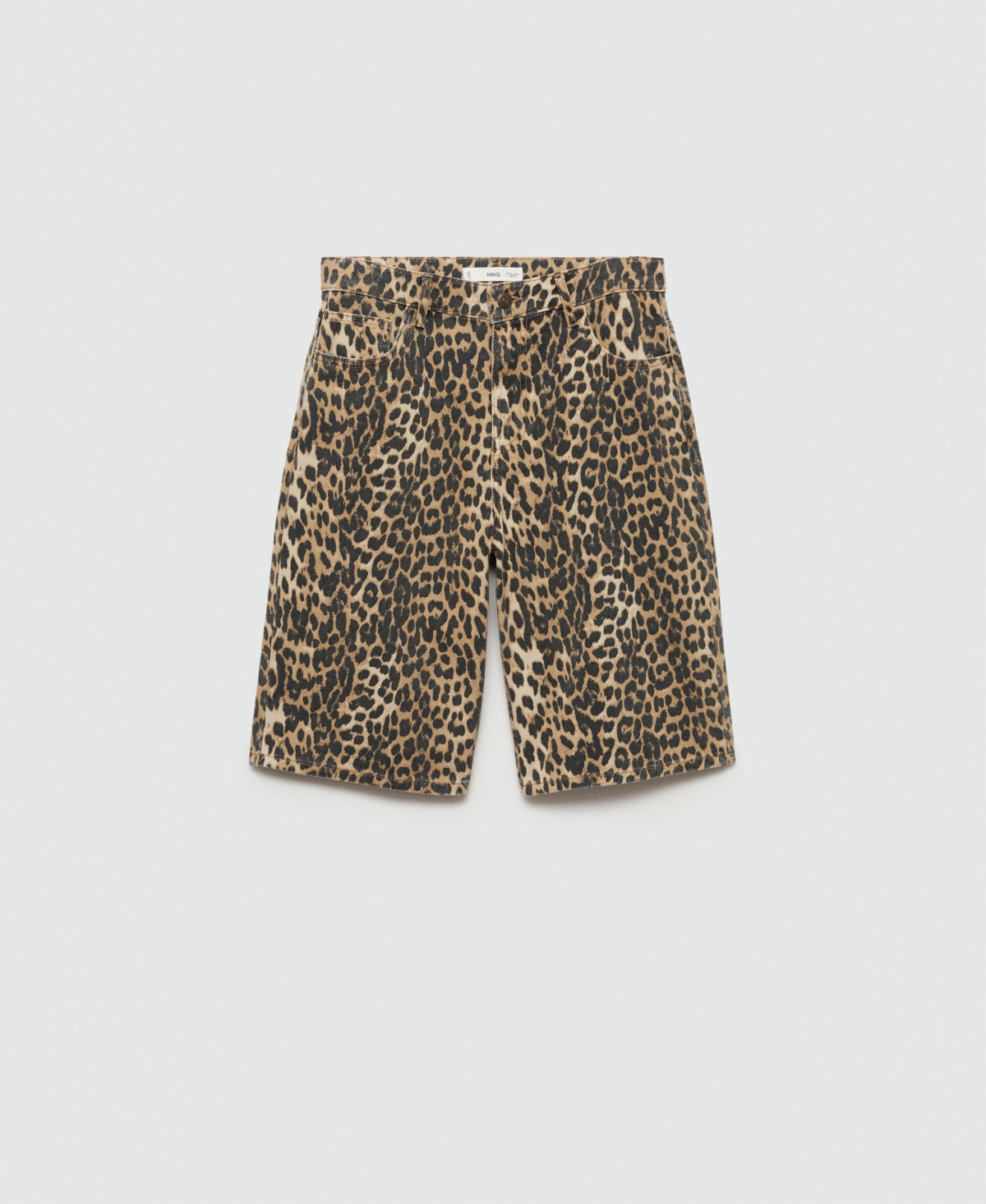 Mango Women's High-Waist Leopard-Print Bermuda Shorts
