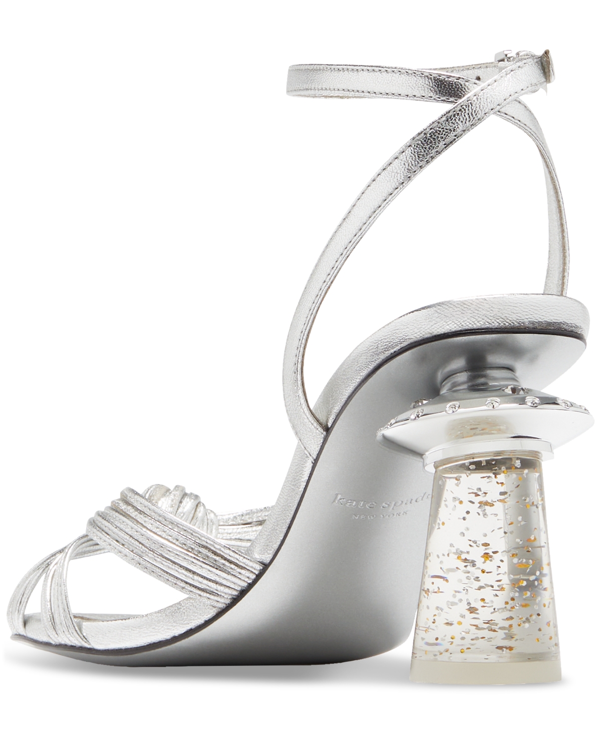 Kate Spade Round-headed High-heeled Sandals In Silver