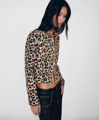 Mango Women's Double Zipper Leopard-Print Jacket - Macy's