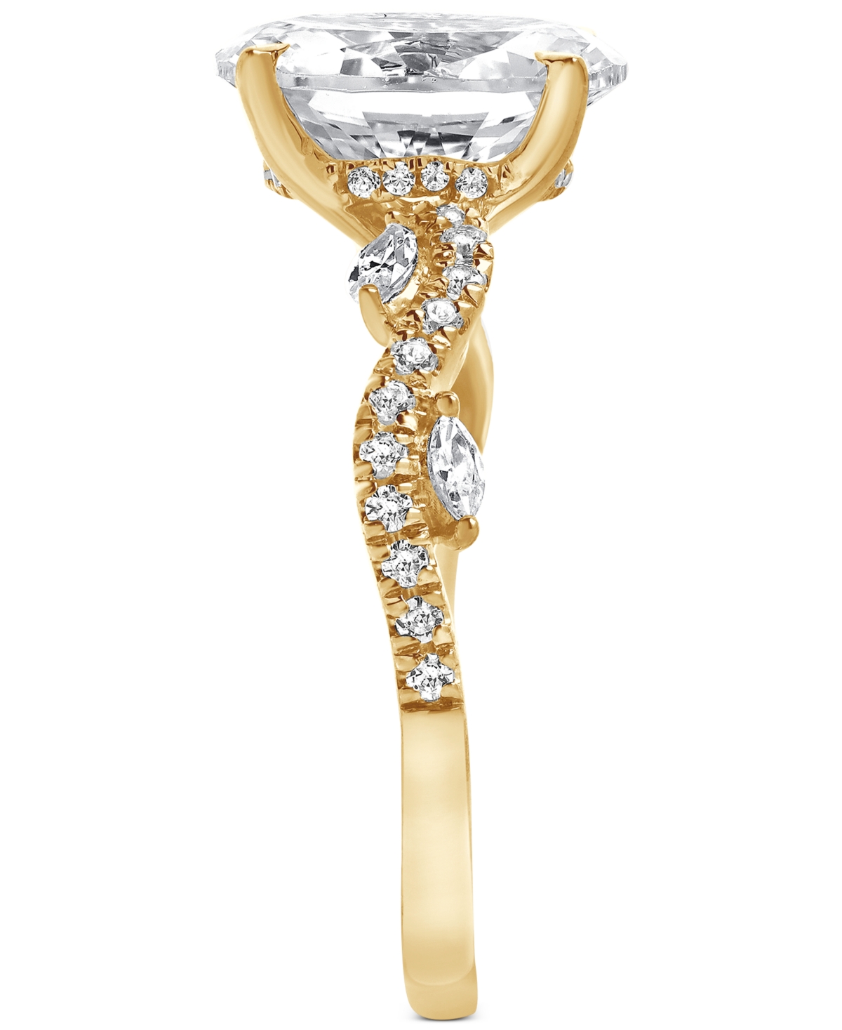 Badgley Mischka Igi Certified Lab Grown Diamond Oval Engagement Ring (3-1/5 Ct. T.w.) In 14k Yellow, White Or Rose G In Yellow Gold