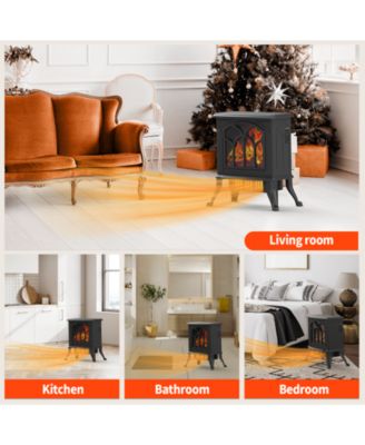16in 1500W Electric Fireplace 3D Flame Space Heater Indoor