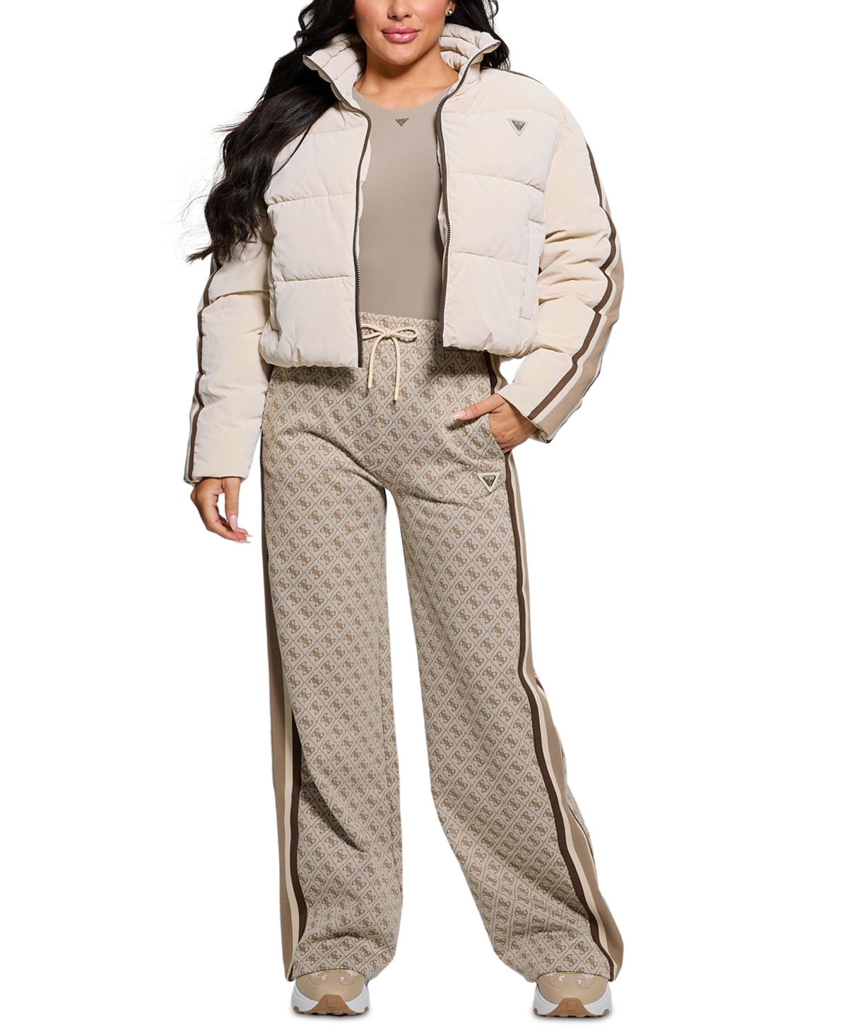 Guess Women's Jean Mock-Neck Zip-Front Puffer Jacket