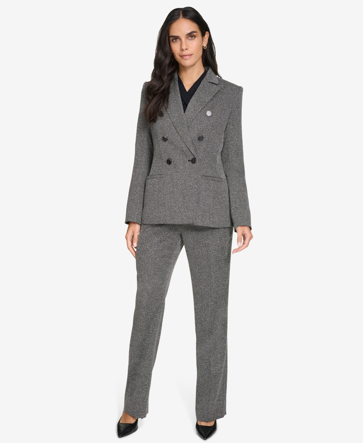 Calvin Klein Women's Double-Breasted Blazer -cream