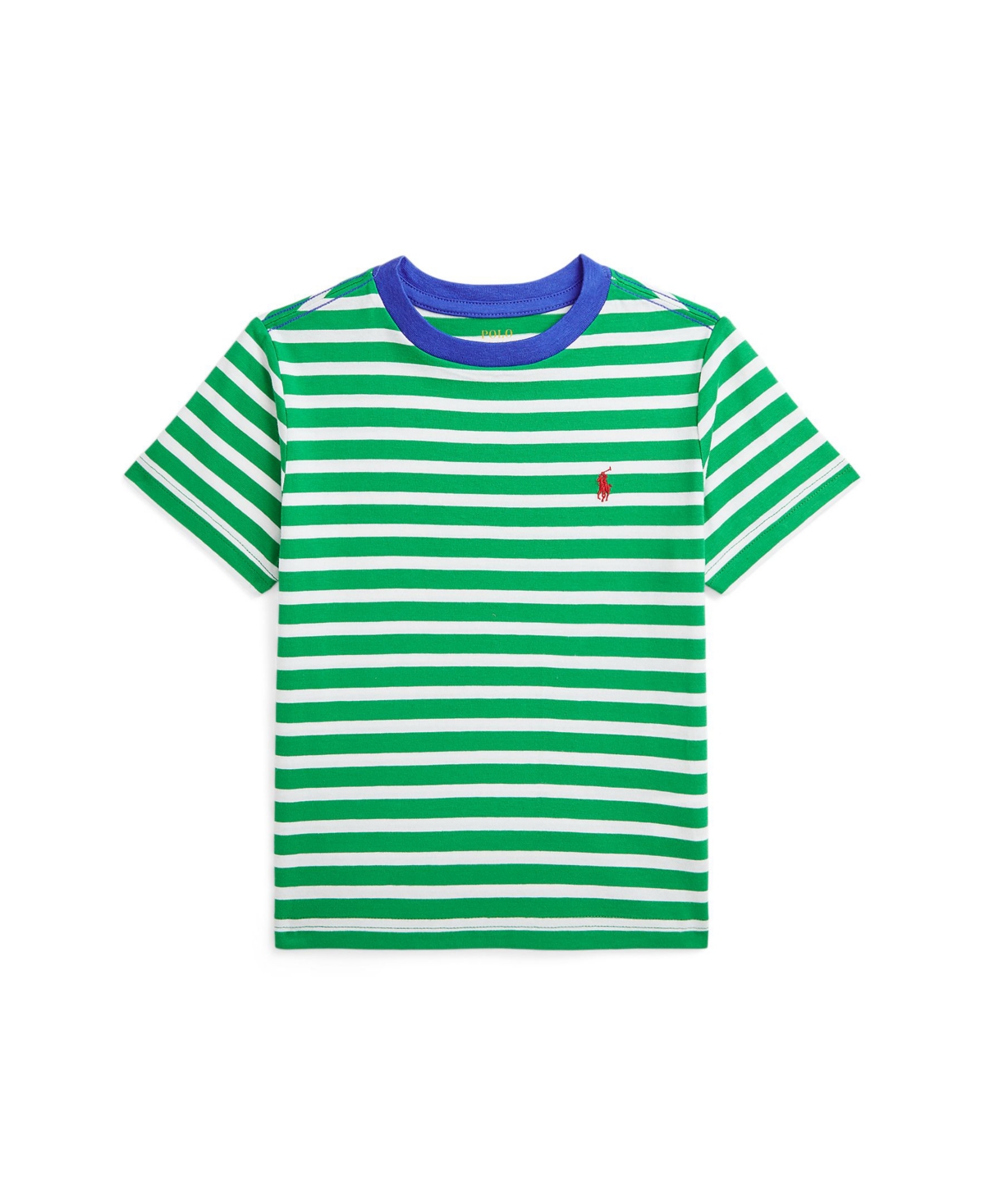 Polo Ralph Lauren Toddler and Little Boys Striped Cotton Jersey Ringer Tee -Paper White