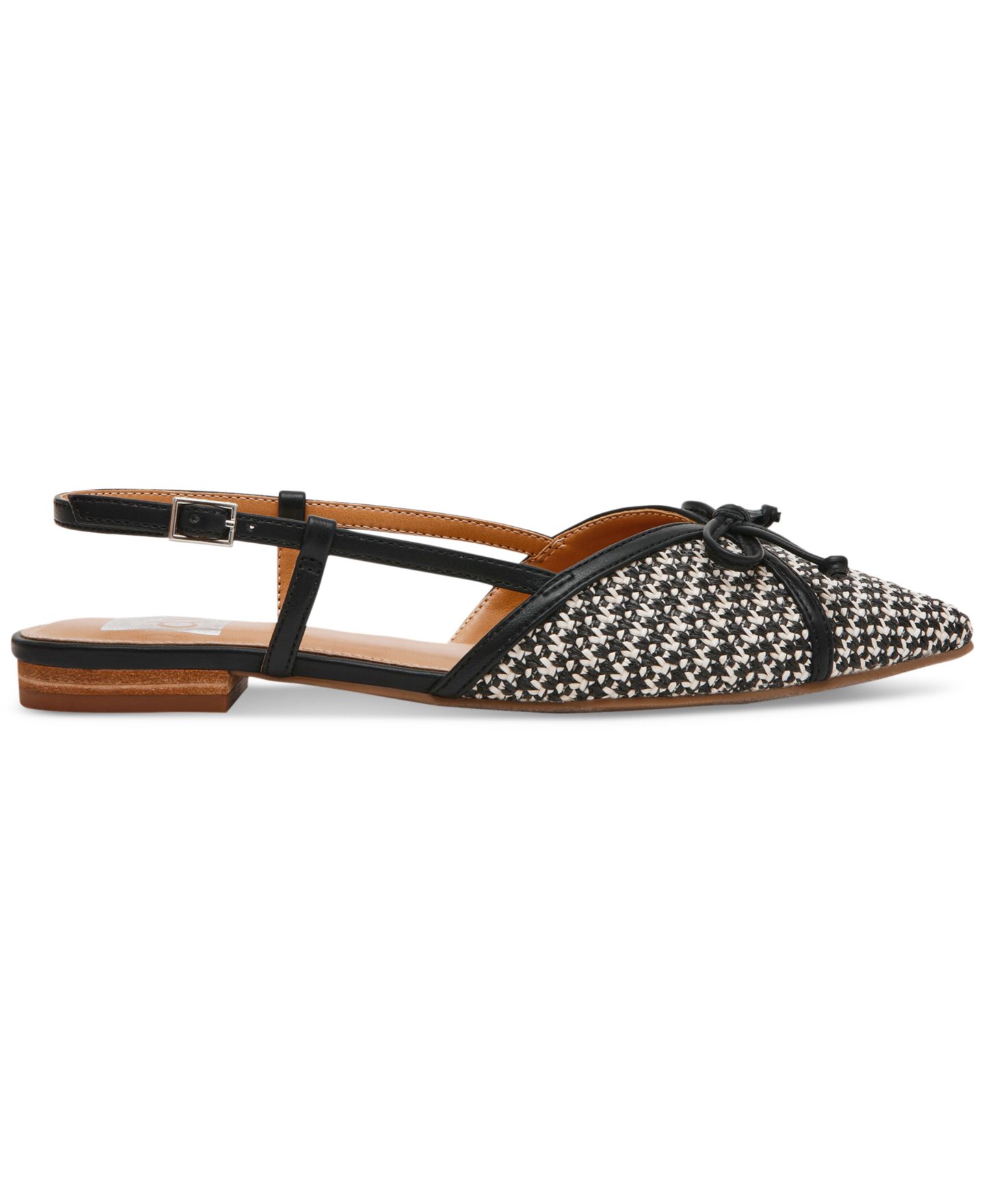 Женские балетки DV Dolce Vita Carsen Bow Pointed-Toe Slingback Flats, цвет: Чёрный / Белый — фото 2
