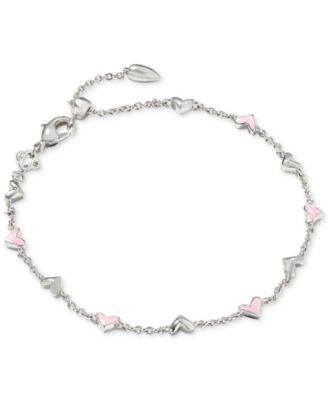 Kendra Scott - Silver-Tone Haven Pink Heart Delicate Chain Bracelet