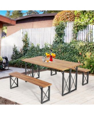 6-Person Outdoor Patio Dining Table Set with 2 Inch Umbrella Hole