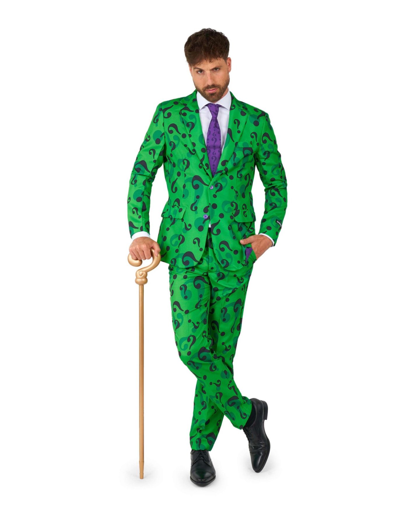 Мужской костюм на Хэллоуин Suitmeister в образе Загадочника (The Riddler), цвет: Зелёный — фото 5