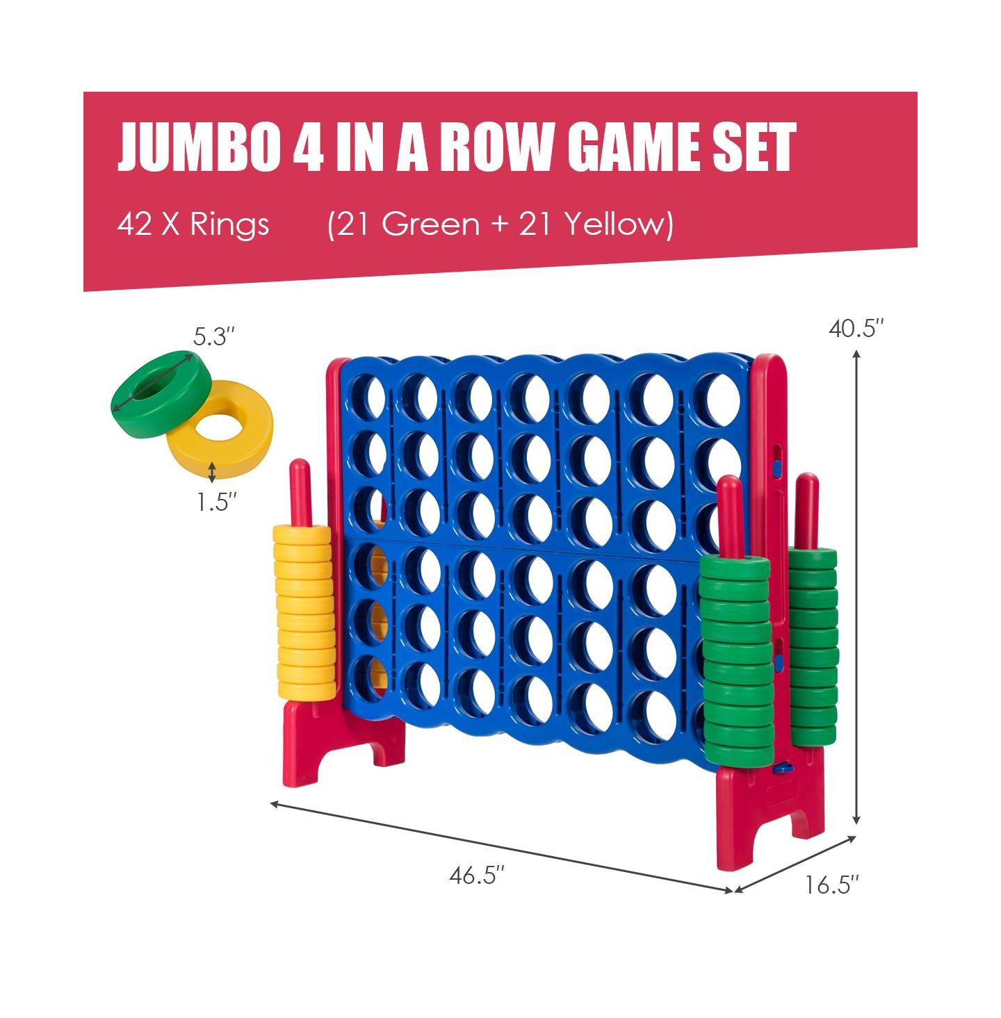 Детские игрушки SUGIFT Jumbo 4-to-Score Giant Game Set with 42 Jumbo Rings and Quick-Release Slider-Red — фото 10