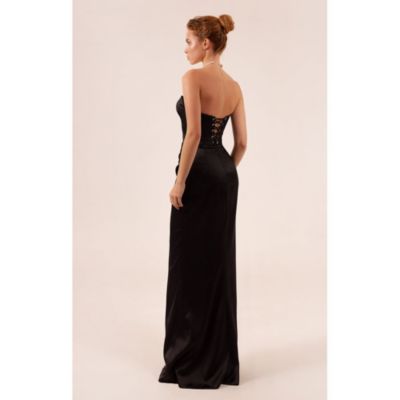 Womens Strapless Eveng Gown With Thigh Slit