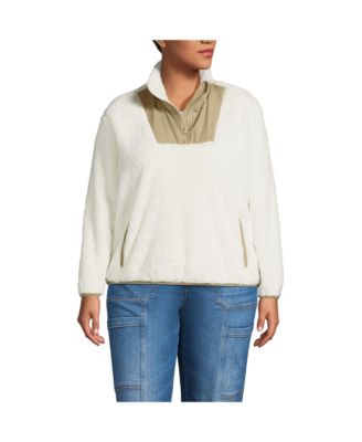 Plus Size Half Zip Cozy High Pile Fleece Pullover