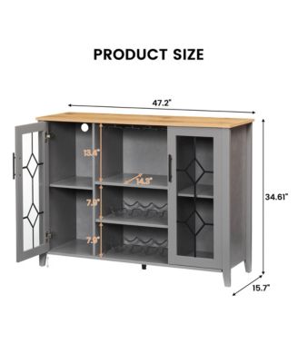 Wine Bar Cabinet with Led Light,Home Coffee Cabinet with Wine and Glass Rack,Kitchen Buffet Sideboard with Storage,Dark Grey