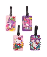 Hello Kitty Sanrio Friends 4-Piece Luggage Tag Set - Cute Travel Essentials - Purple, pink, red