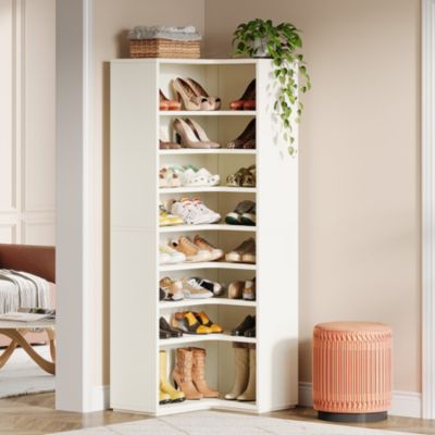 27.56" Wood 9-Tier Shoe Cabinet Organizer Freestanding Heavy-Duty Storage Rack for 40–45 Pairs of Shoes