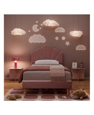 Twin Platform Bed Frame, Velvet Upholstered Platform Bed Frame With Height Adjustable Headboard, Strong Wood Slat Support, Solid And Stable, Easy To Assemble