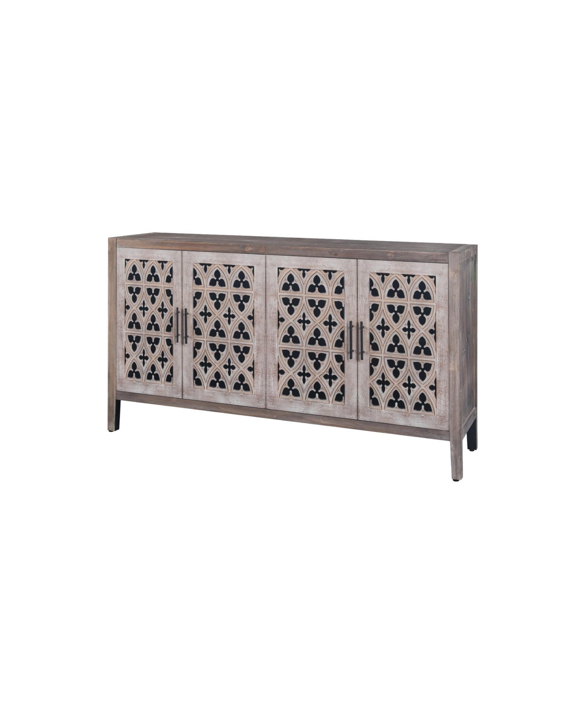 Slickblue Hollow Four-Door Antique Cabinet Timeless Storage Solution with Vintage Charm