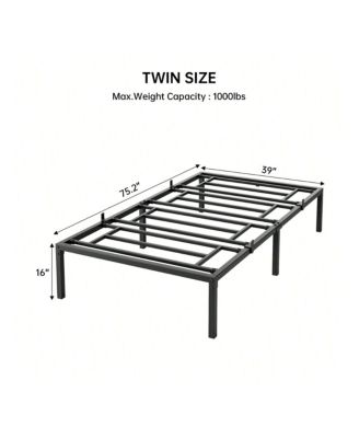 16 Inch Bed Frame, No Box Spring Needed, Heavy Duty Metal Platform Bed Frame For Bedroom, Easy Assembly, Noise Free - Twin