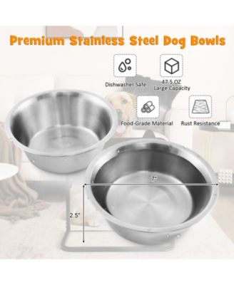Dog Bowl Stand with 2 Stainless Steel Food Water Bowls