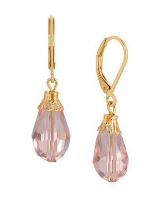 Gold-Tone Crystal Faceted Drop Earrings