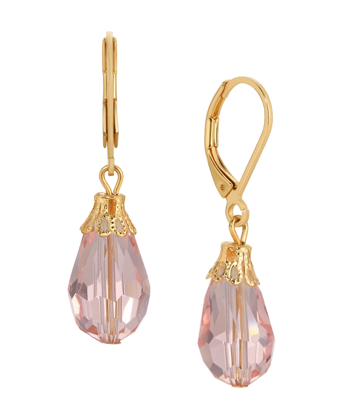 2028 Gold-tone Crystal Faceted Drop Earrings In Pink