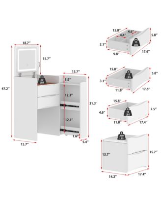 Vanity with Lighted Mirror and Stool – Closet Drawer Makeup Table