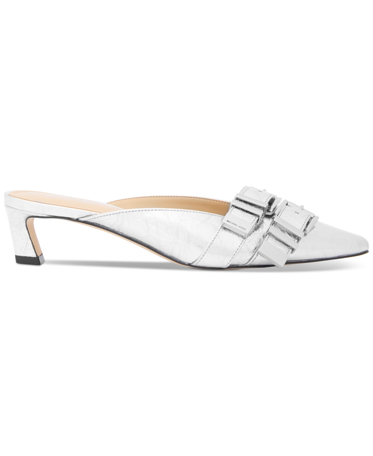 Shop Michael Kors Michael  Women's Darrington Kitten Mule Pumps In Silver