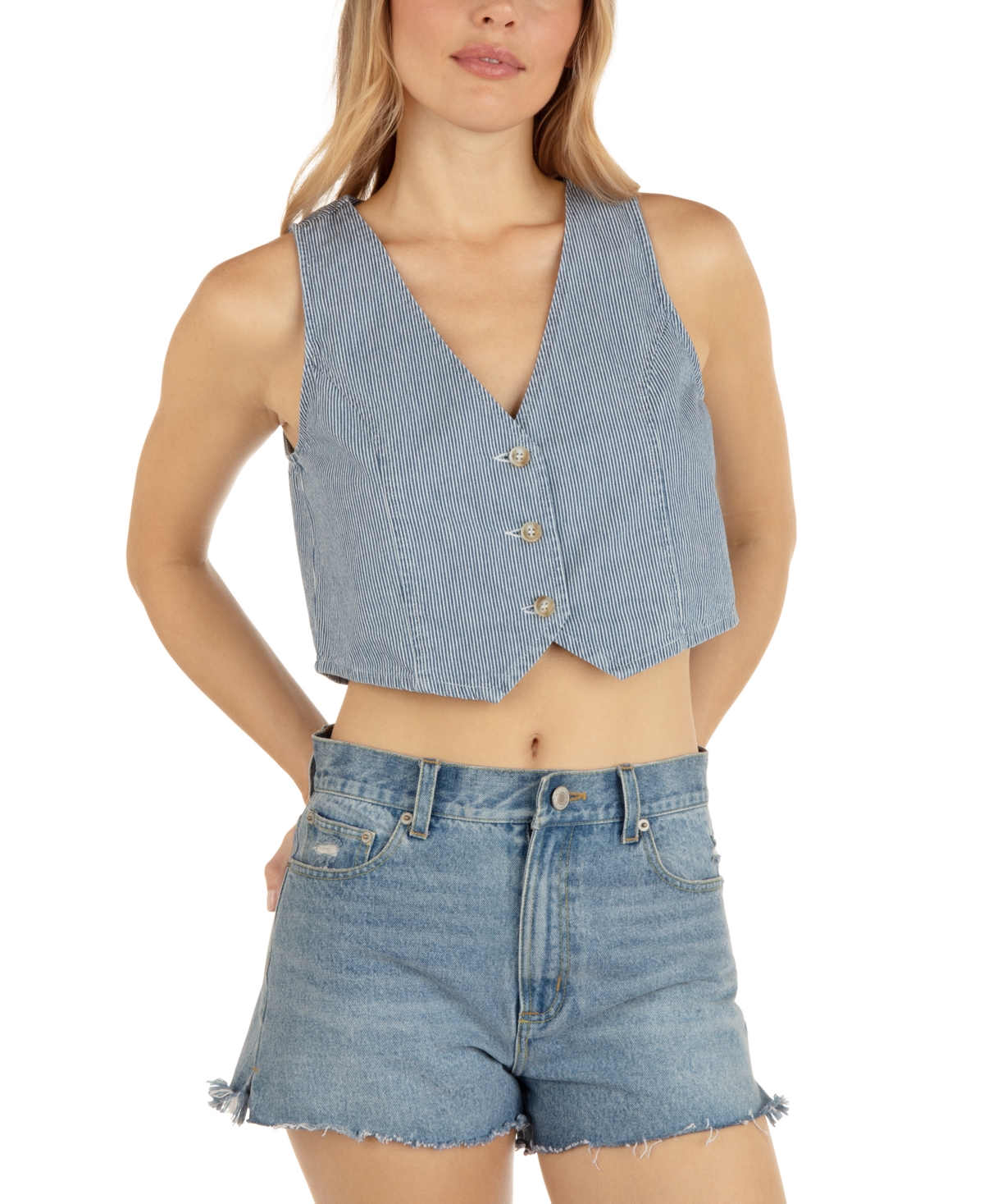 HURLEY JUNIORS' RAILROAD COTTON DENIM VEST 