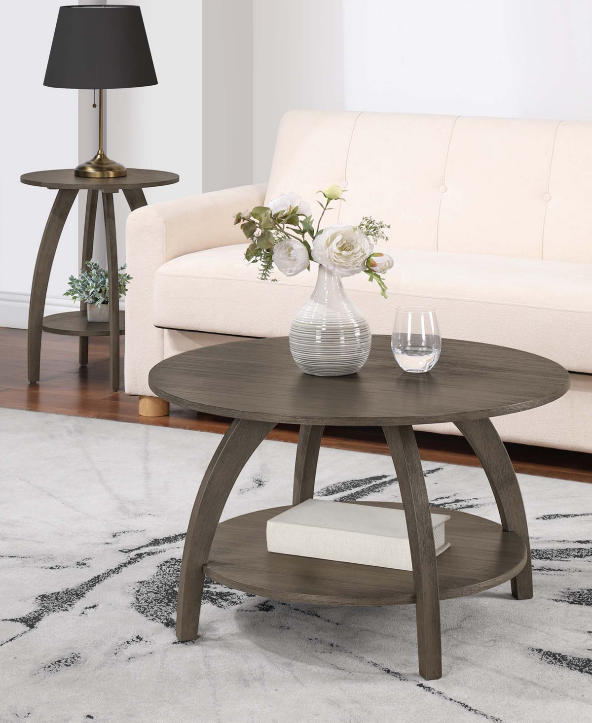 Convenience Concepts 17.75" Aldrin End Table With Shelf In Wirebrush Dark Gray