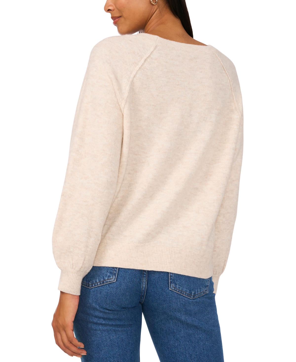 Shop Vince Camuto Women's Crewneck Raglan Puff-sleeve Sweater In Malted