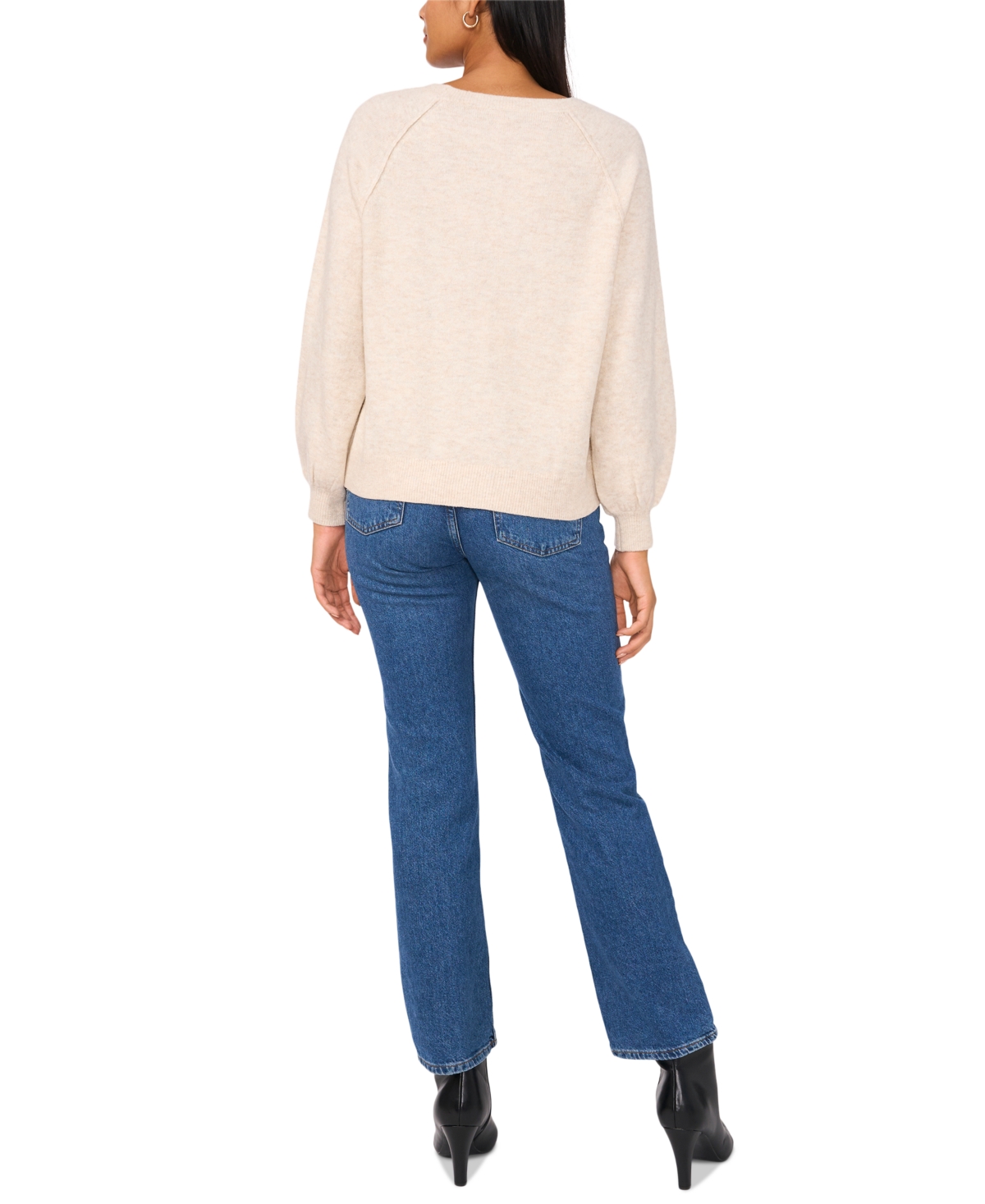 Shop Vince Camuto Women's Crewneck Raglan Puff-sleeve Sweater In Malted