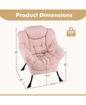 Large Cozy Head Pillow Stylish Tufted Back & Seat Armrests Lazy Chair