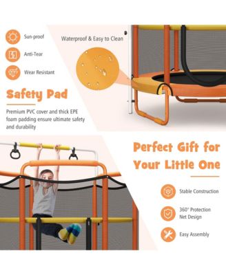 5FT Kids 3-in-1 Game Trampoline Seamless W/ Enclosure Net Spring Pad In/ Outdoor
