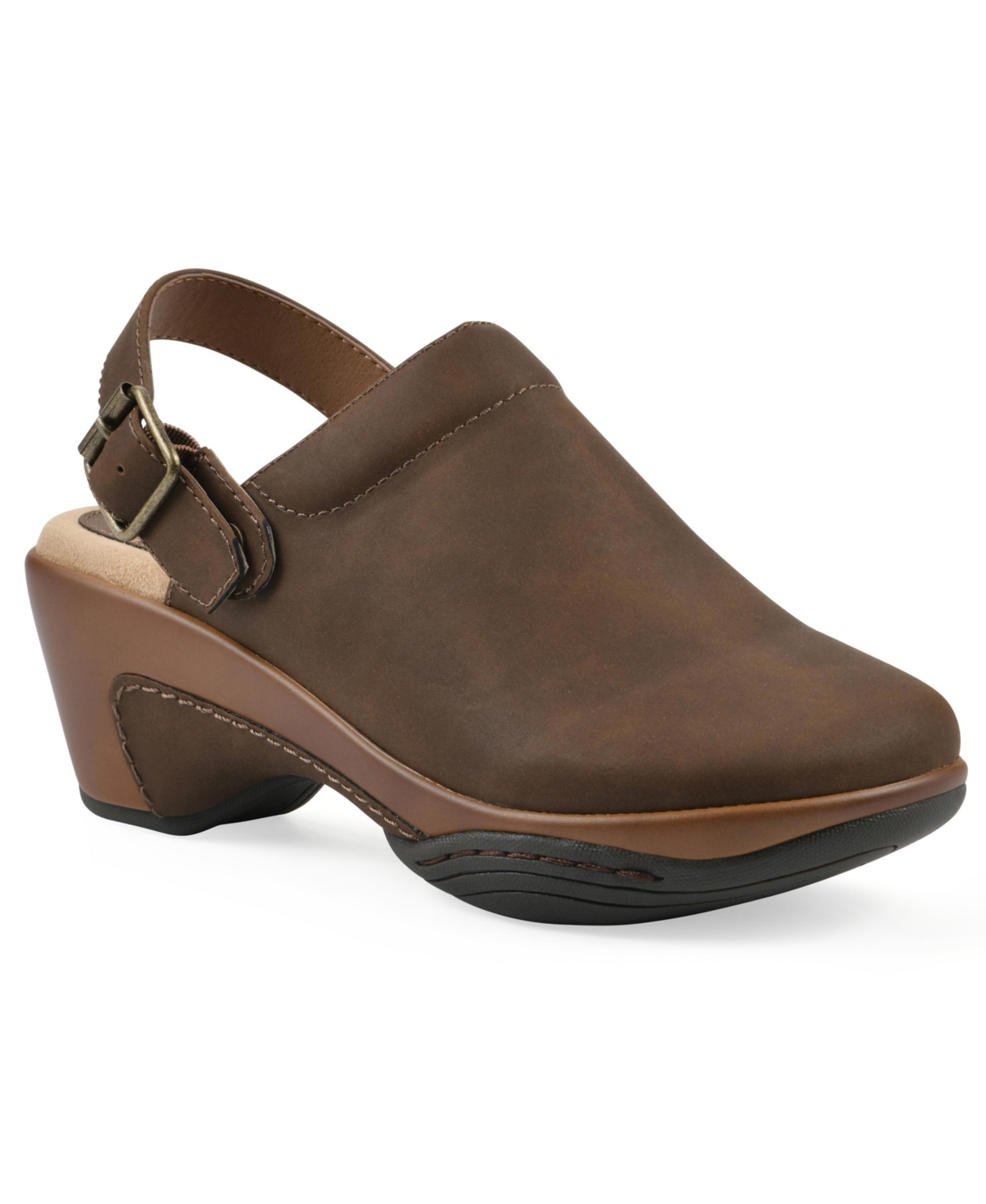 Women's Viewable Slingback Clogs - Brown Smooth