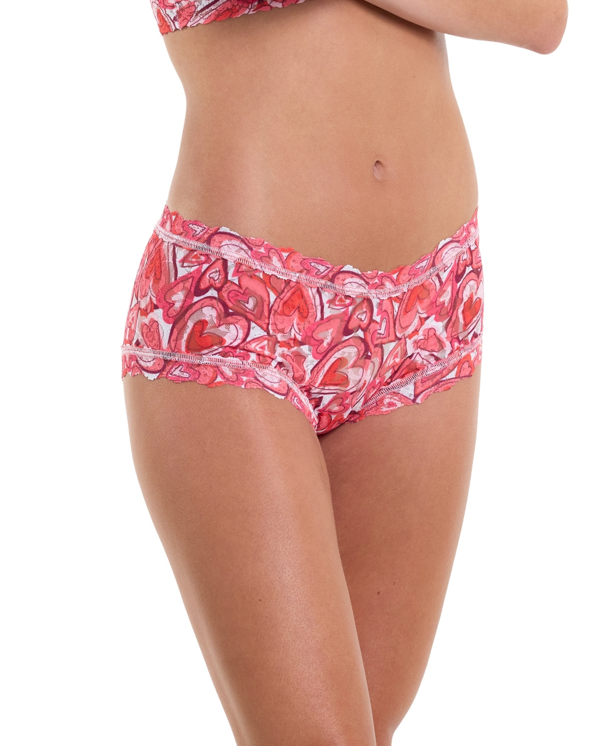 Hanky Panky Printed Signature Lace Boyshort In Lots Of Love Pink