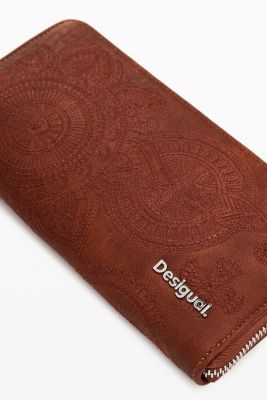 Women's Large wallet with embroidered flowers