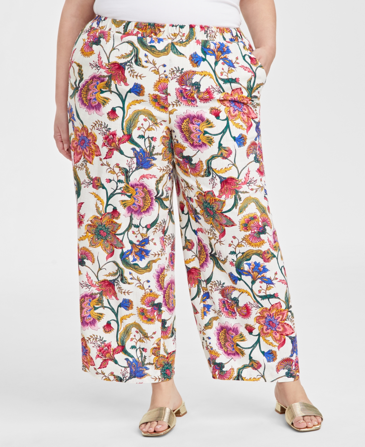 JM COLLECTION PLUS SIZE HIGH-RISE WIDE-LEG PANTS, EXCLUSIVELY AT MACY'S 
