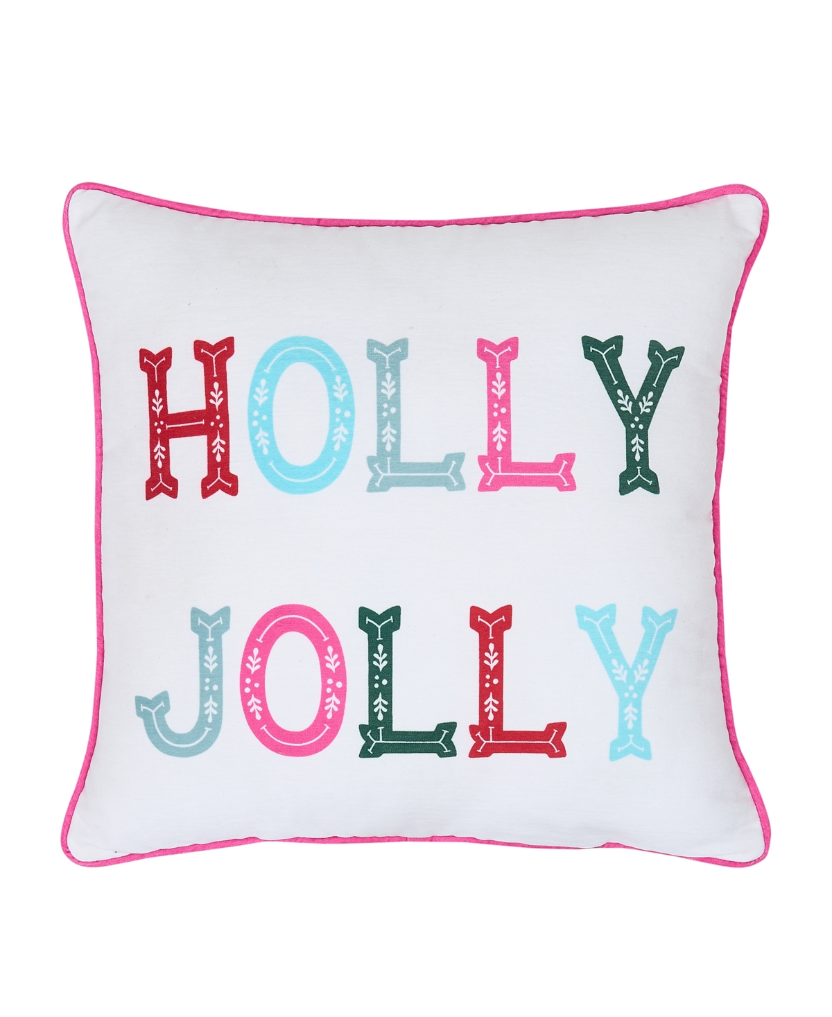 Videri Home Closeout!  Holiday Holly Jolly Stripe Decorative Pillow Set, 18" X 18" In Pink,multi