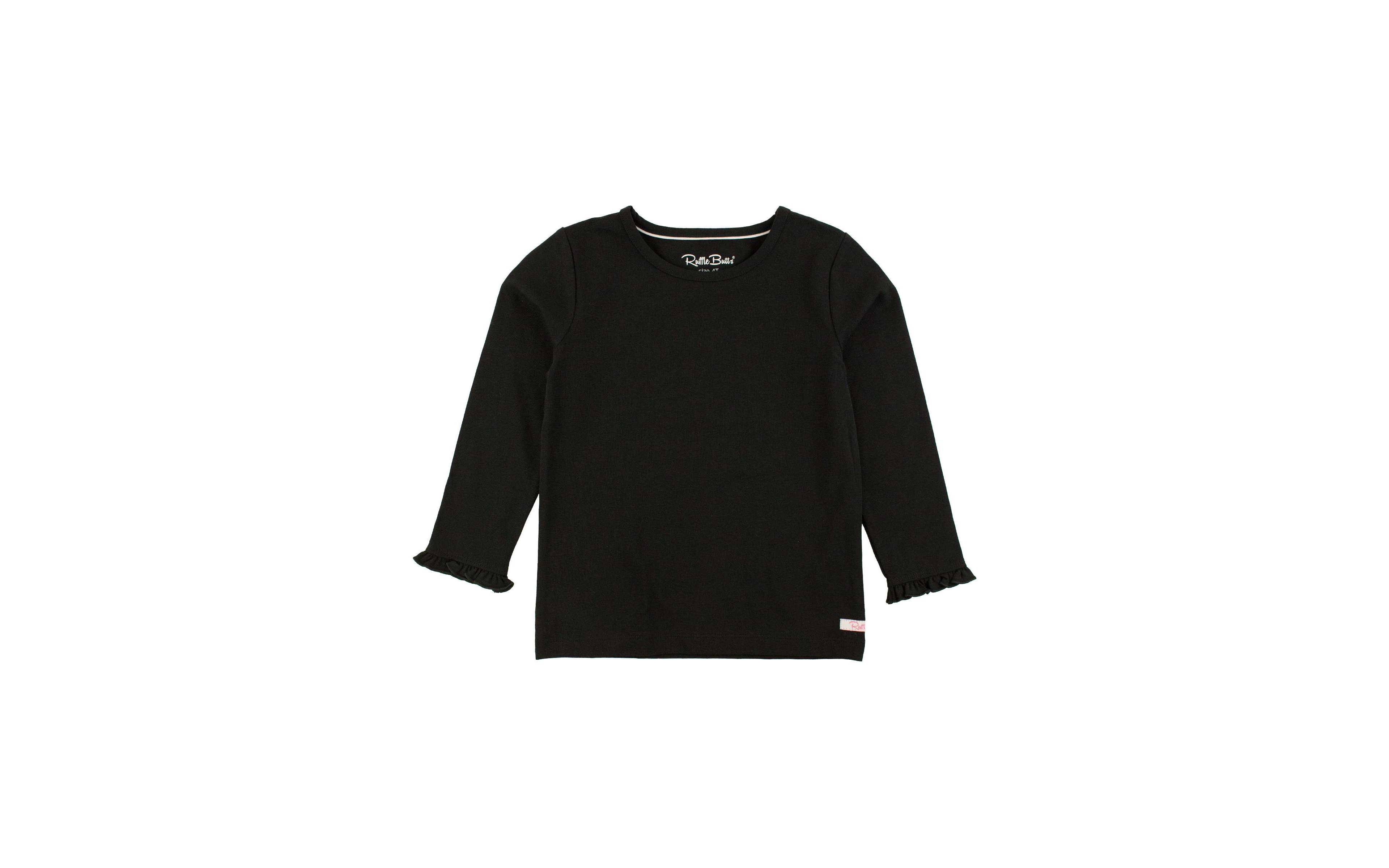 RuffleButts Girls Knit Long Sleeve Ruffle Layering Tee