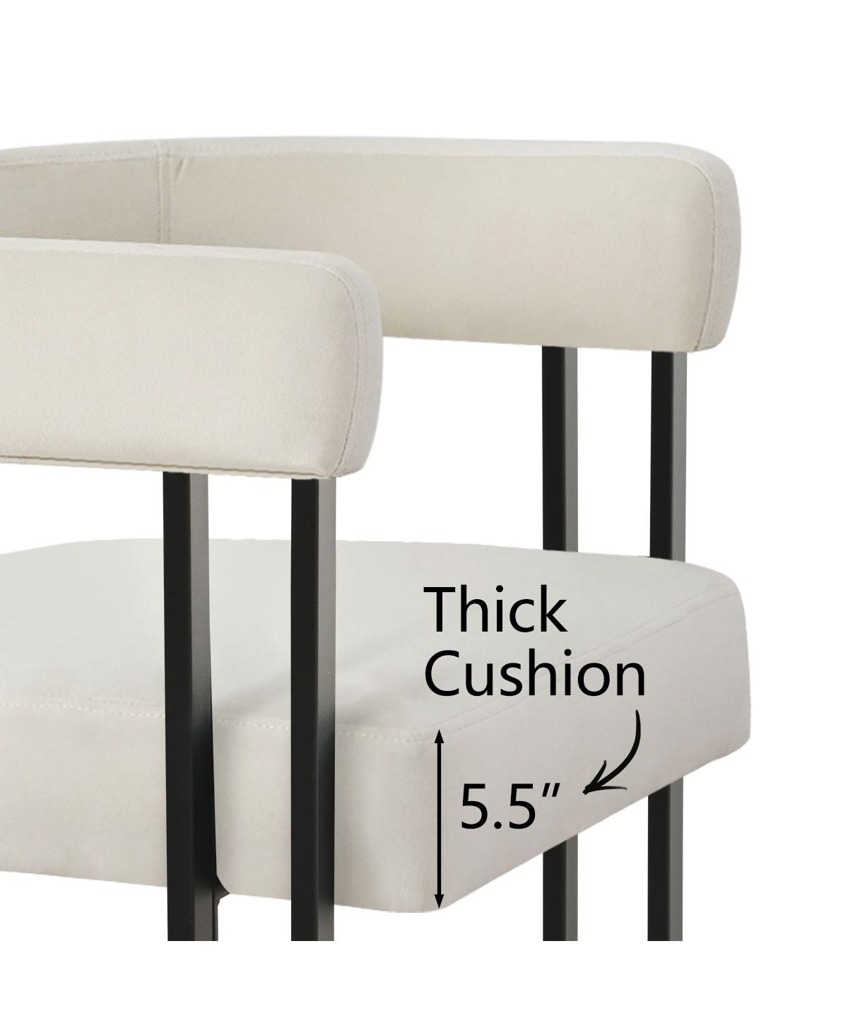 Set of 3 Modern Velvet Counter Stools,Armrest Bar Stools for Kitchen with Legs Design-Maison Boucle