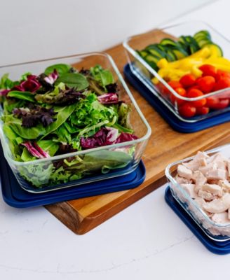 6-Piece Rectangular Nesting Food Storage and Meal Prep Container Set